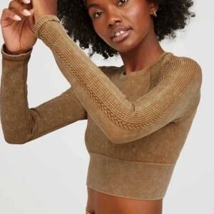 Offline by Aerie Ribbed Knit Top in Tan